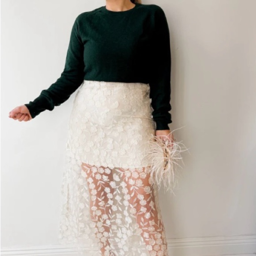 Jolie Black and Cream Asymmetrical Floral Skirt